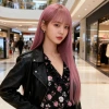 cosplay wig for a female with long straight hair, the same style as the Internet celebrity's long-haired, thin vine color long straight hair soft girl lo wig full head set details Picture